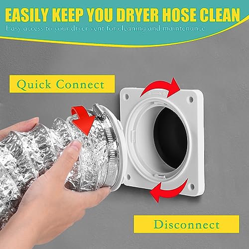 VIWINVELA Dryer Vent Hose Connector Kit - Dryer Vent Wall Plate - Dryer Duct Connector Wall Vent with Quick Connect & Disconnect Dryer Dock Connector (Dryer Vent Connector) - Image 4
