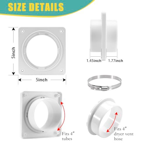 VIWINVELA Dryer Vent Hose Connector Kit - Dryer Vent Wall Plate - Dryer Duct Connector Wall Vent with Quick Connect & Disconnect Dryer Dock Connector (Dryer Vent Connector) - Image 2