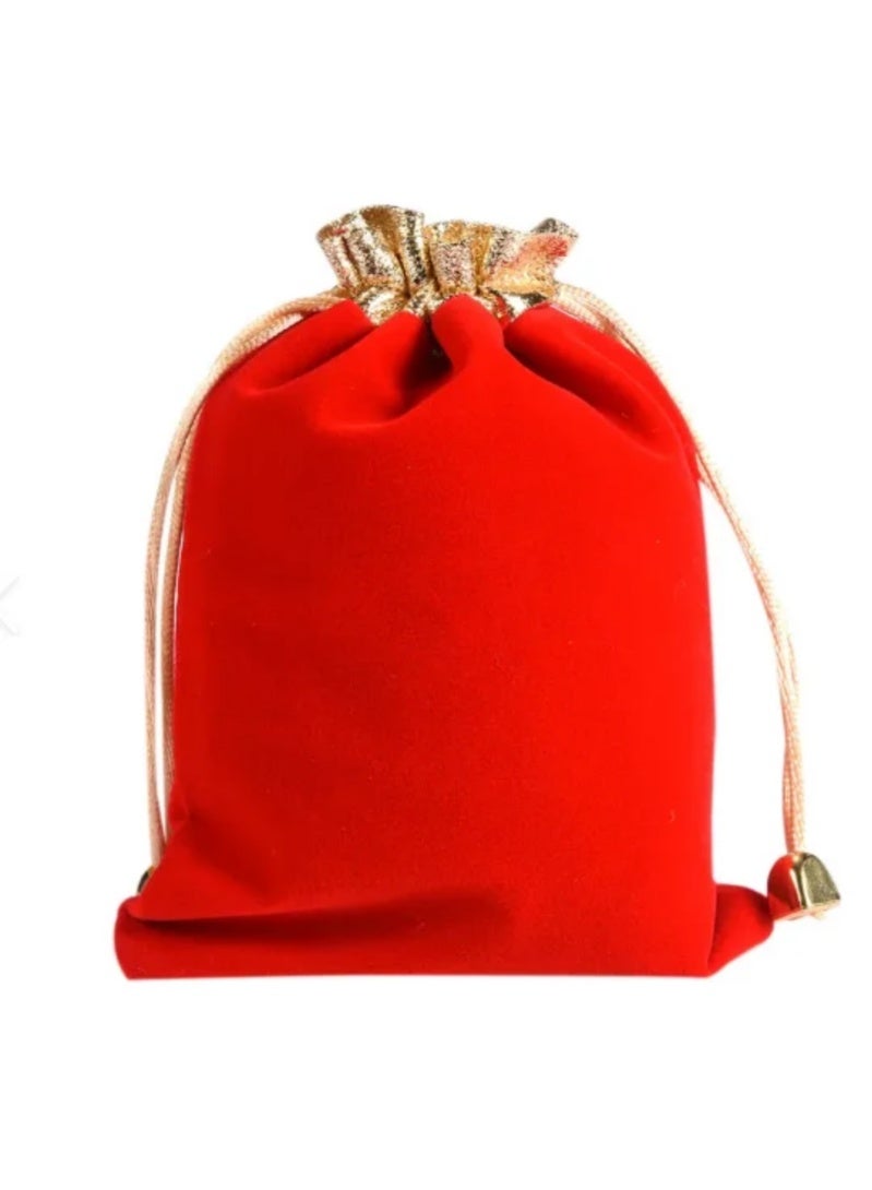 Red Golden-Trim Velvet Gift Bags 30 - Image 2