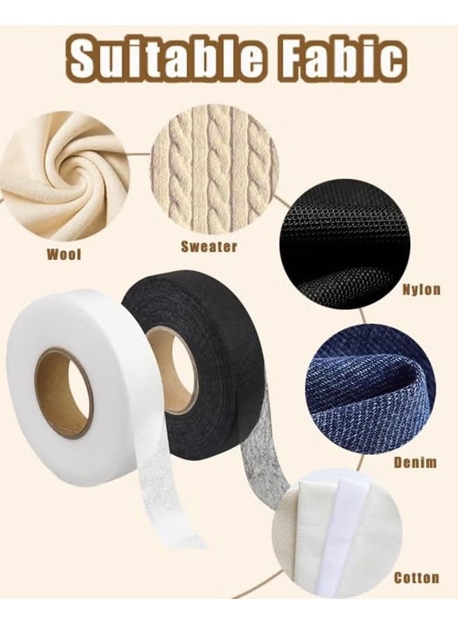لفتان من شريط حياكة الحواف بالكي، شريط لاصق لتثبيت القماش بدون خياطة، مناسب للملابس والسراويل والفساتين والستائر ومشاريع الأقمشة اليدوية، 1 بوصة × 70 ياردة لكل لفة - Image 5