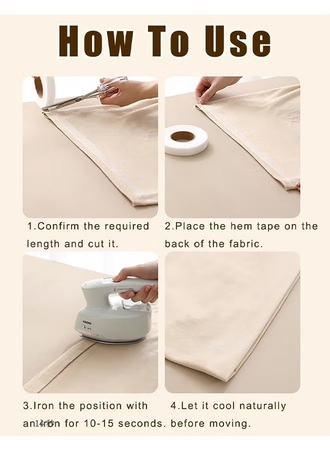 لفتان من شريط حياكة الحواف بالكي، شريط لاصق لتثبيت القماش بدون خياطة، مناسب للملابس والسراويل والفساتين والستائر ومشاريع الأقمشة اليدوية، 1 بوصة × 70 ياردة لكل لفة - Image 4