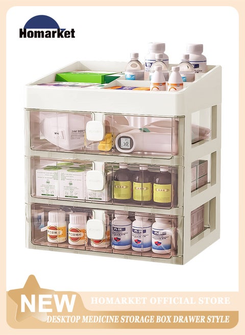 Transparent Medical Box, Family First Aid Empty Medicine Storage Box,Multi-Layer Large-Capacity,3-Layer Plastic Medicine Storage Cabinet,Medicine Storage Organizer