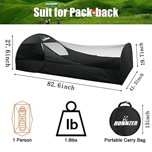 L RUNNZER Single Camping Tent, Pop-Up Net with Upgraded Mesh for Sleeping Outdoor Camping Traveling - Image 2