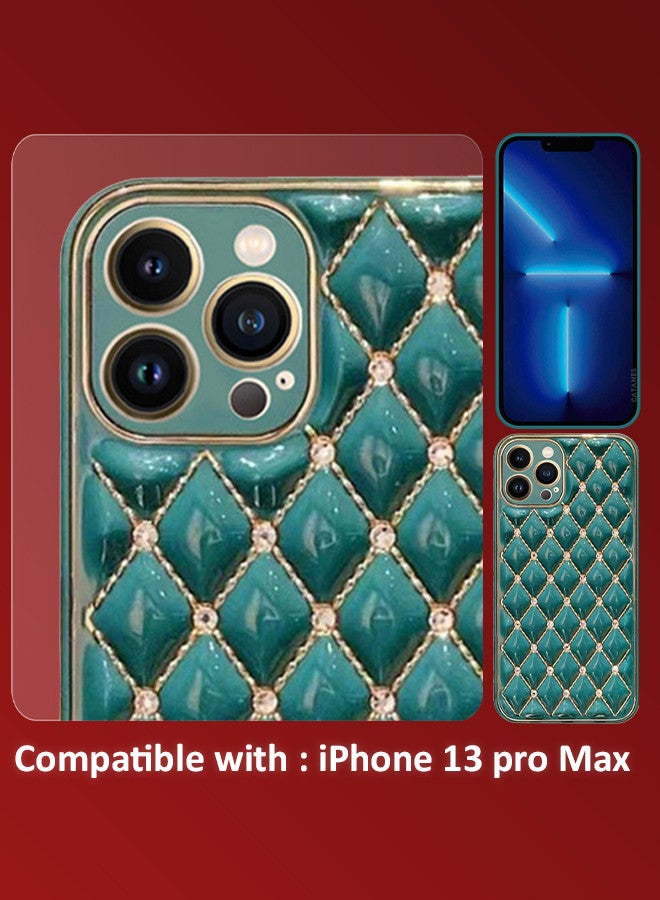 CATANES iPhone 13 Pro Max Luxury Diamond Bling Rhinestone Case Cover Shockproof Camera Lens Protection Green - Image 3
