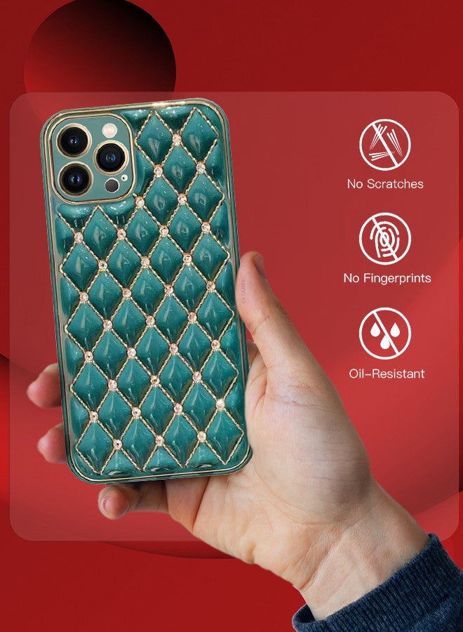 CATANES iPhone 13 Pro Max Luxury Diamond Bling Rhinestone Case Cover Shockproof Camera Lens Protection Green - Image 4