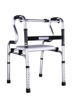 STARMED StarMed Aluminium Walker with Chair, Double Bend, Button Bend, Adjustable Height, Plastic Seat, Mobility Aid Walking support  - Image 1
