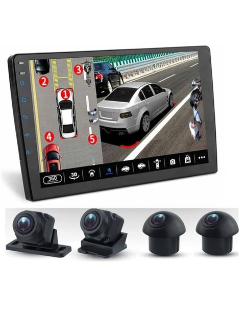 Car Stereo 9 Inch Android Car 4GB RAM With 360D Panoramic View Camera System AHD Support Apple Carplay Android Auto Wireless QLED Touch Screen DSP Fast Interface Quick Boot Bluetooth