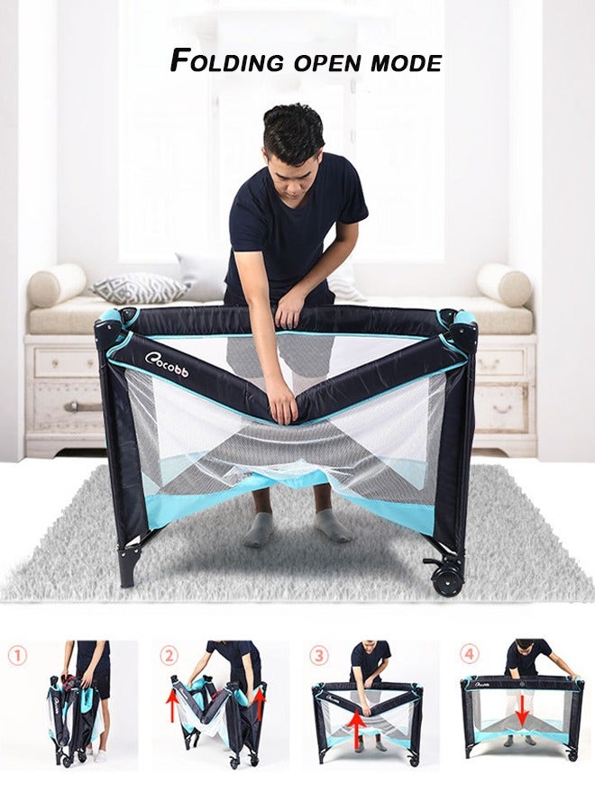 LO.BABY.VE Travel Foldable Portable Bassinet Baby Infant Comfortable Play Yard Crib Cot with Soft Mattress, Breathable Mesh Walls, with Carry Bag  - Image 4