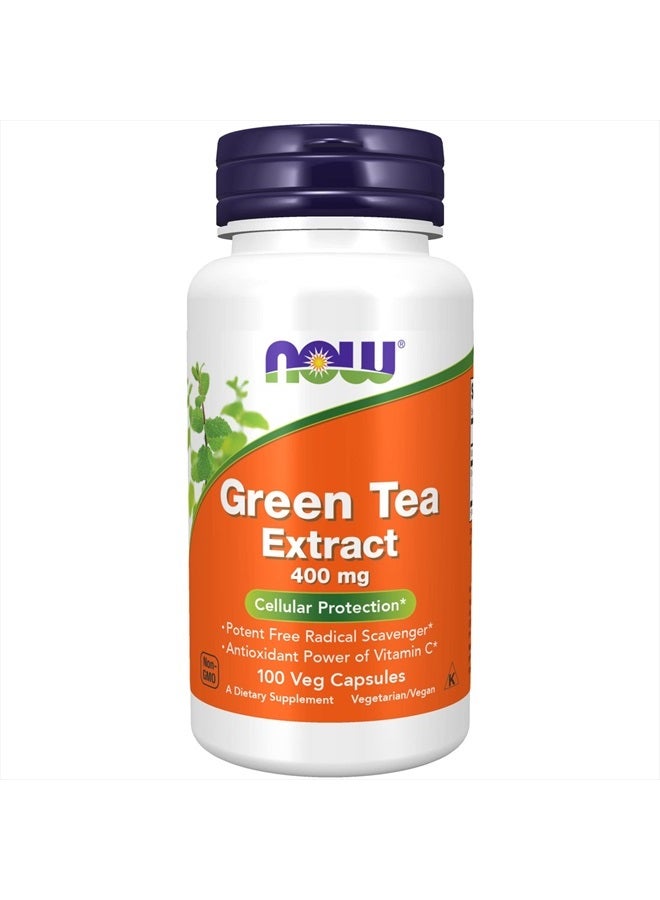 now Supplements, Green Tea Extract 400 mg with Vitamin C, Cellular Protection*, 100 Veg Capsules - Image 1
