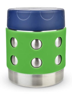 LunchBots LunchBots Thermal 8 oz Triple Insulated Thermos - Hot 6 Hours or Cold 12 Hours - Leak Proof Thermos Soup Jar - All Stainless Interior - Navy Lid - Green Dots  - Image 1
