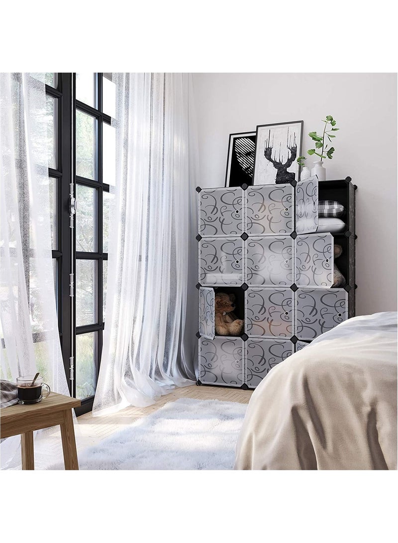 DubaiGallery 12-Cube Modular Closet Storage Shelves DIY Plastic Closet Cabinet Bookcase, Storage Shelving With Doors - Image 2