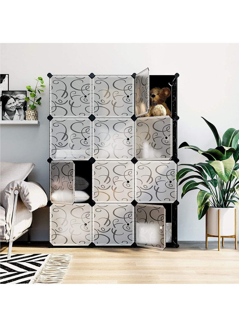 DubaiGallery 12-Cube Modular Closet Storage Shelves DIY Plastic Closet Cabinet Bookcase, Storage Shelving With Doors - Image 3