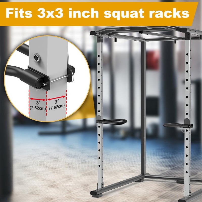 Kipika Dip Bar Attachment for 3" x 3" Squat Rack with 1" or 5/8" Holes, Multi Grip Set of 2, Narrow & Wide Grip Handles for Dips, Inverted Rows, Push-Ups, Australian Pull-ups - Image 2