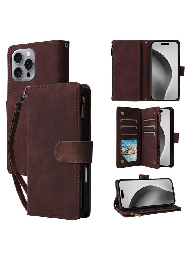 S-TOP Case For iPhone 16 Pro Max Crossbody Multi-card Slot Wallet Zipper Leather Phone Case - Image 1
