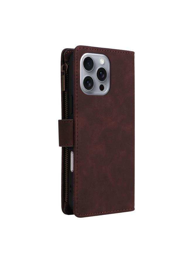 S-TOP Case For iPhone 16 Pro Max Crossbody Multi-card Slot Wallet Zipper Leather Phone Case - Image 3