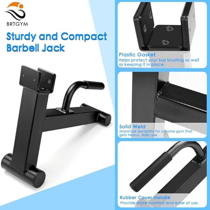 rayihni Deadlift Jack Barbell Stand,Carbon Steel Made,Easily Load And Unload 600Lb Barbell Plates For Deadlift Exercise, Weight Training, Home Gym (Black Powder Coated) - Image 4
