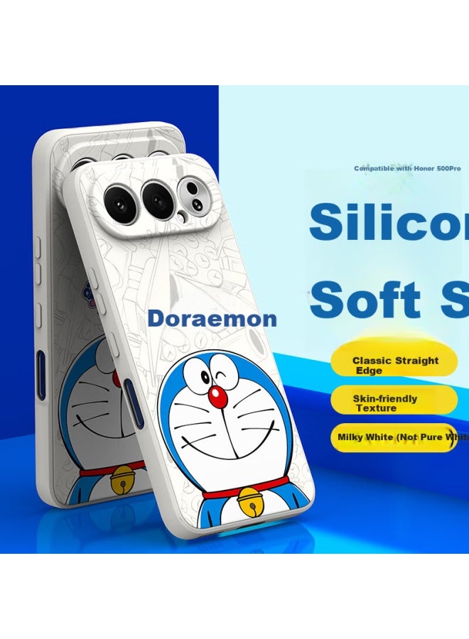 Purecolor Silicone Protective Case For Honor 500 Pro - Full Coverage Shockproof Soft Case, Cartoon Doraemon Smiling Design For Men And Women Couples - Image 1