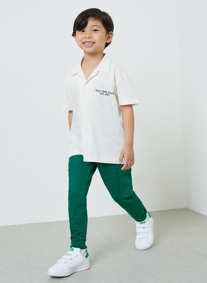 Styli Boys Green Cotton Joggers with Cuffed Hem - Image 2