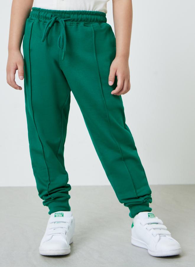 Styli Boys Green Cotton Joggers with Cuffed Hem - Image 1
