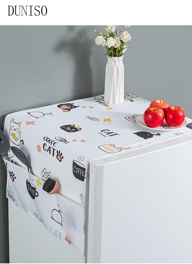 DUNISO Fridge Dust Cover Washer And Dryer Top Cover Refrigerator Dust Proof Cover with Storage Pockets with Side Storage Pockets Waterproof Multi-Purpose Top Covers  - Image 2