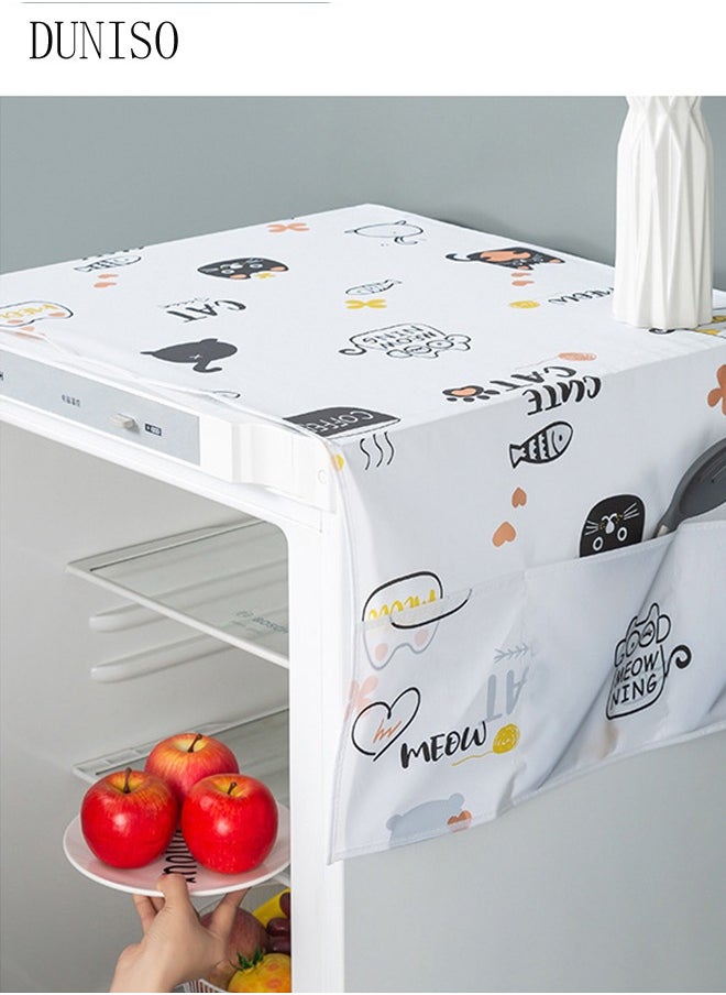 DUNISO Fridge Dust Cover Washer And Dryer Top Cover Refrigerator Dust Proof Cover with Storage Pockets with Side Storage Pockets Waterproof Multi-Purpose Top Covers  - Image 5