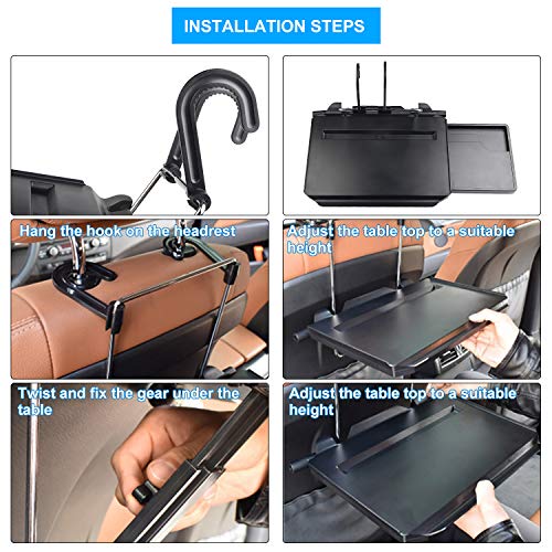 CPROSP Car Steering Wheel Seat Tray Desk Foldable Portable with Mouse Drawer for Eating Writing Working in Car, with Notebook Groove/Drink Cup Groove - Image 4