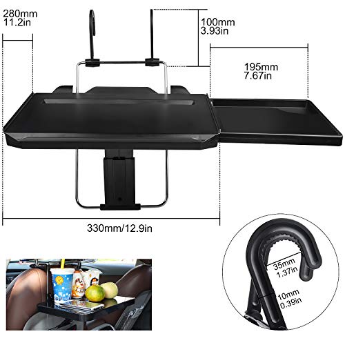 CPROSP Car Steering Wheel Seat Tray Desk Foldable Portable with Mouse Drawer for Eating Writing Working in Car, with Notebook Groove/Drink Cup Groove - Image 2