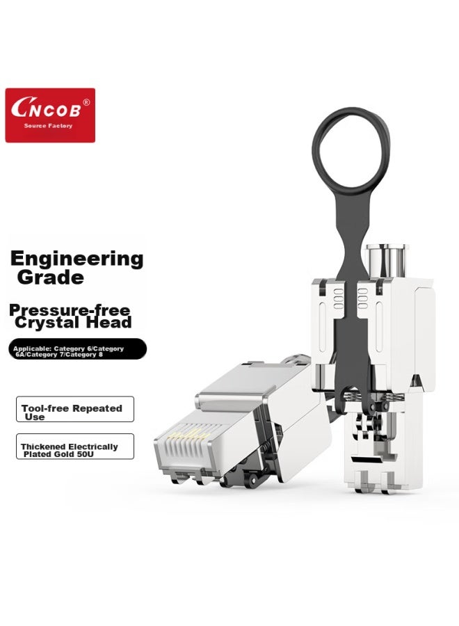Cncob Category 7 Ethernet Cable Crystal Head Tool-free, Engineering Grade Cat7 10 Gigabit Network Tool-free Crystal Head Pull Ring Type Cn-8002 - Image 1