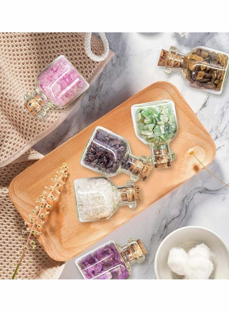 KASTWAVE Mini Glass Wishing Bottle Crystal Chips Chakra Healing Reiki Stone Set (9 Mini Bottles) - Image 3