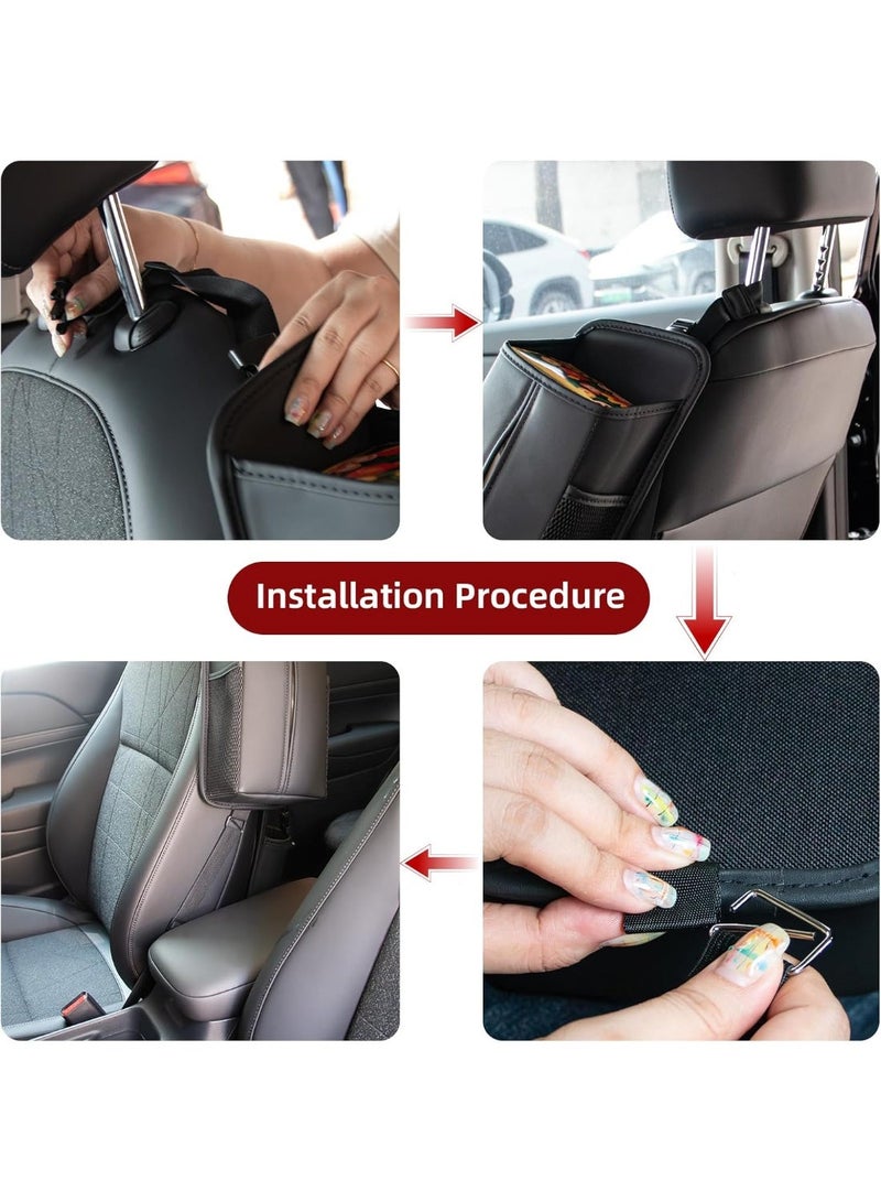 YQLIFE Car Tissue Holder - Rectangular Car Seat Storage Box Car Accessories With Mesh Bag, Hanging Bag, Practical Accessory - Black - Image 5