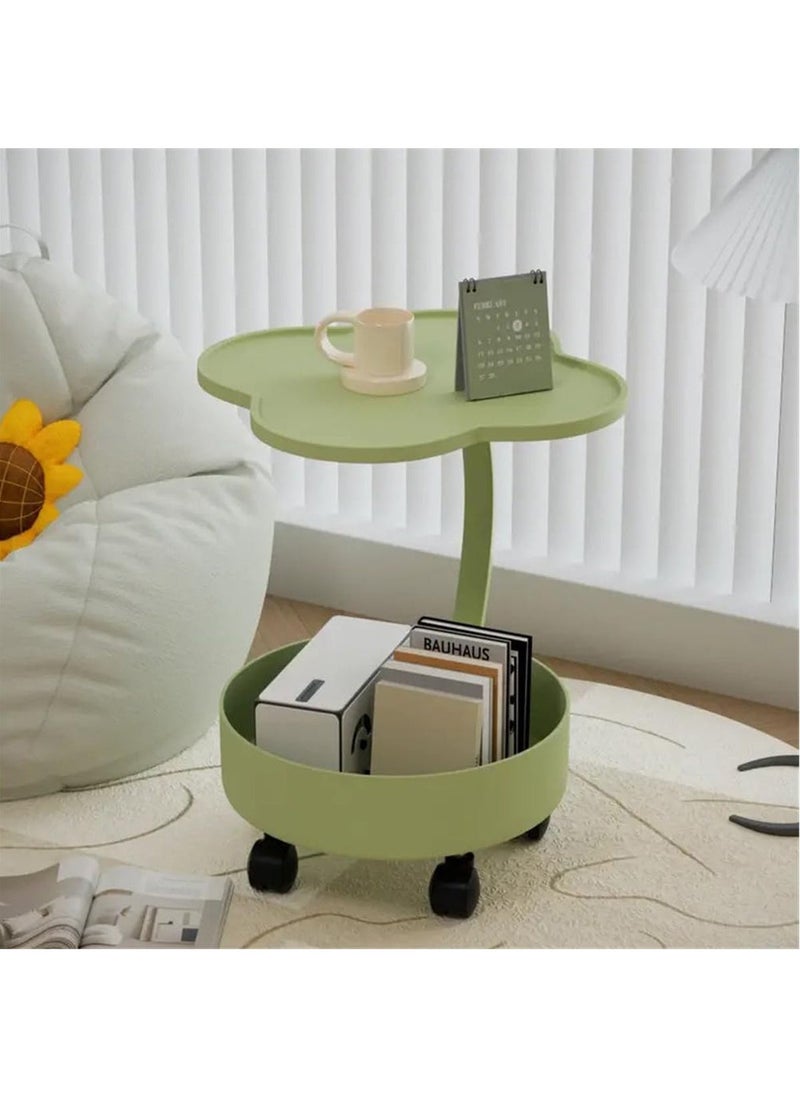 Hihonor Small Side Table for Small Spaces,Swivel TV Tray Table 360° Rotating Phone Holder,Couch Tables That Slide Under,Couch Side Table Living Room,C Shaped End Table (Green)  - Image 2