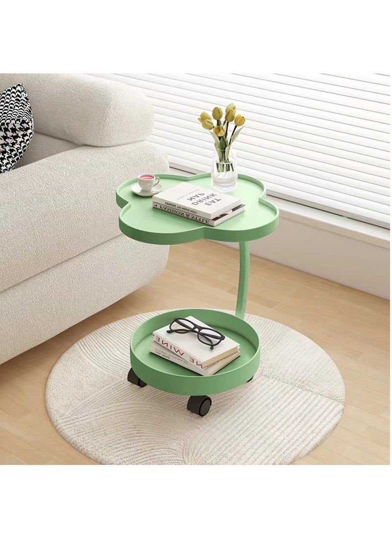 Hihonor Small Side Table for Small Spaces,Swivel TV Tray Table 360° Rotating Phone Holder,Couch Tables That Slide Under,Couch Side Table Living Room,C Shaped End Table (Green)  - Image 1
