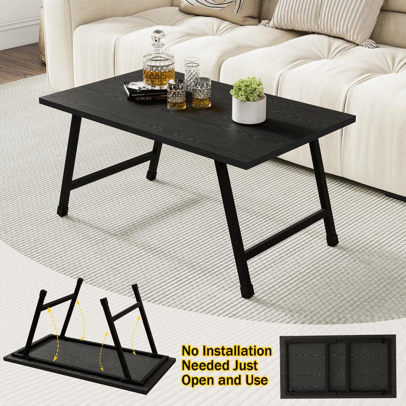 Crocofair Rectangular Folding Coffee Table - Modern Space-Saving Foldable Coffee Table for Living Room, Durable and Lightweight Design, Easy to Assemble, Perfect for Small Spaces - Image 4