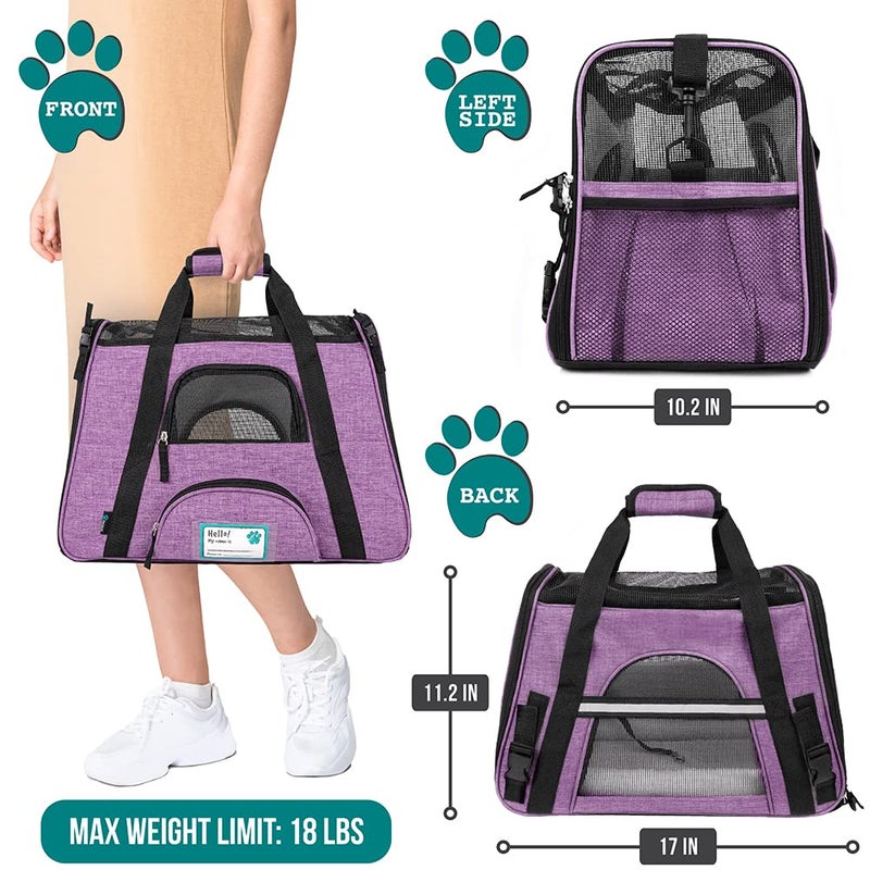 PetAmi Airline Approved Pet Carrier for Cat, Soft Sided Dog Carrier for Small Dog, Cat Travel Supply Accessories Indoor Cat, Ventilated Pet Carrying Bag Medium Large Kitten Puppy, Small Heather Purple - Image 2