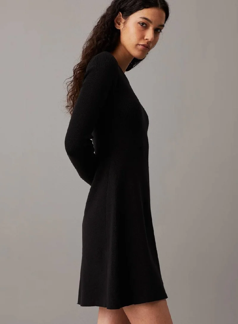Calvin Klein Jeans  Ribbed Cotton Flared Jumper Dress for Women | Best Price UAE