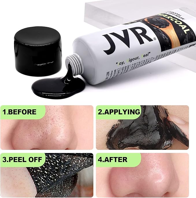 JVR Blackhead Remover Mask for Men Bamboo Charcoal Peel Off Black Masks Purifying Pores Deep Cleansing for All Skin Types 120g - Image 5
