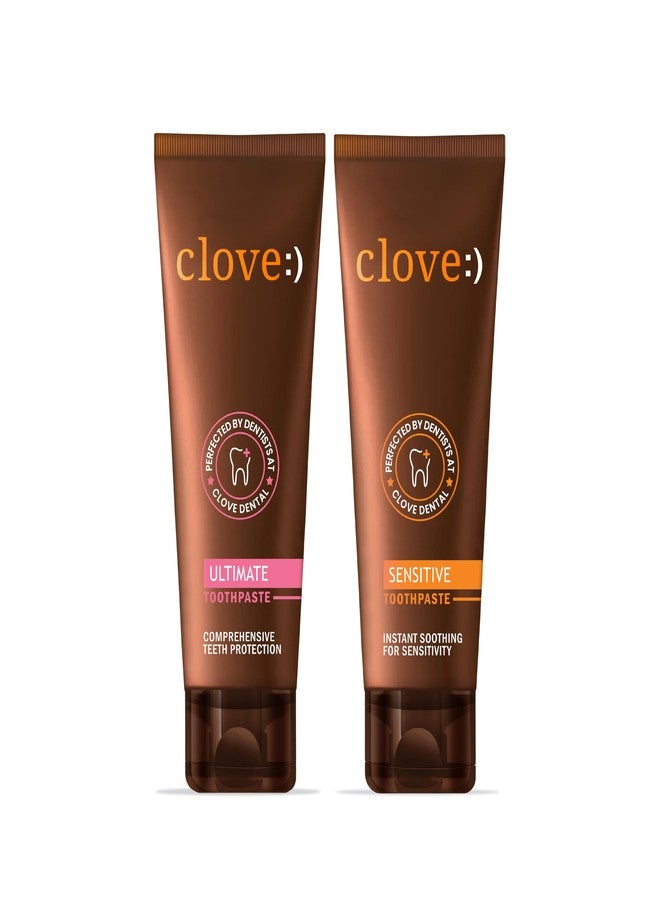 Clove Ultimate & Sensitive Combo, Dual Protection for Sensitivity Relief & Cavity Prevention, Patented Optafresh Technology, Safe Formula, 100g Each - Image 1