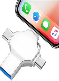 Generic USB Flash Drive USB C Memory Stick Flash 256GB 4 in 1 Multifunction Drive with Micro USB Type-C Ports for Android Smart Iphone Pad MacBook and Laptop  - Image 1