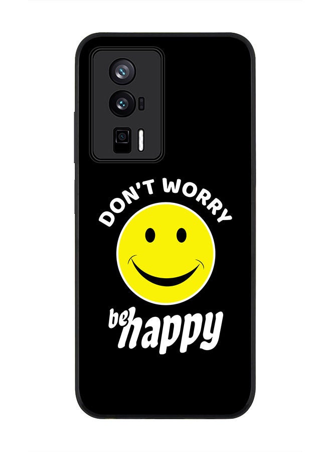 Stylizedd Rugged Black edge case for Xiaomi Poco F5 Pro 5G / Xiaomi Redmi K60 / Xiaomi Redmi K60 Pro Slim fit Soft Case Flexible Rubber Edges Anti Drop TPU Gel Thin Cover - Don't worry be happy - Image 1