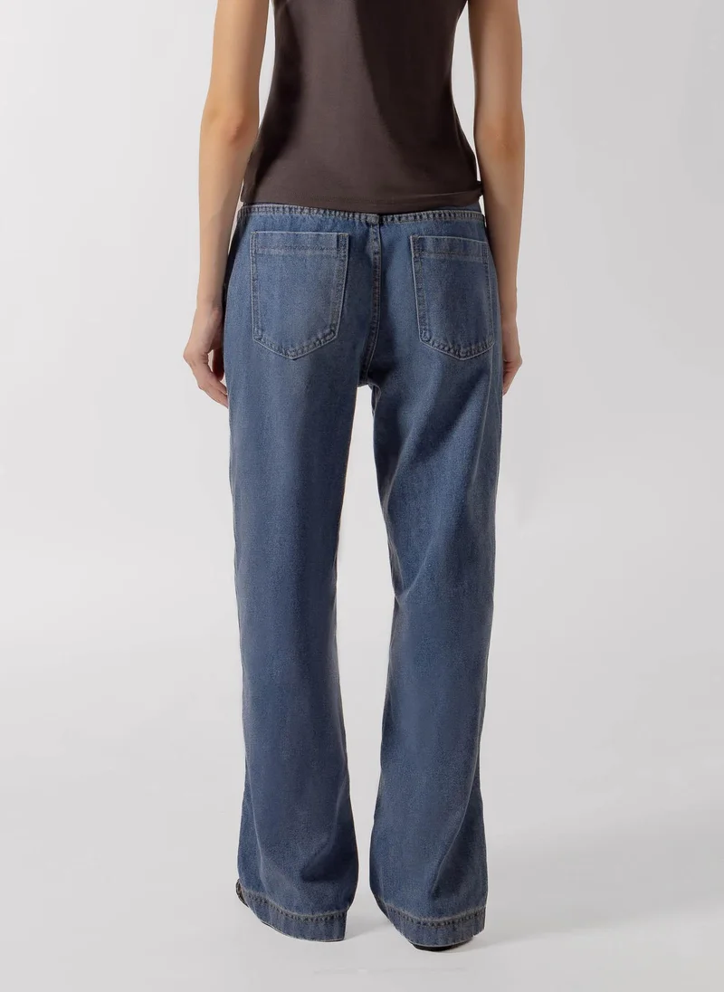 Shapes BLUE WIDE LEG SEAM DENIM JEANS for Women | Best Price UAE