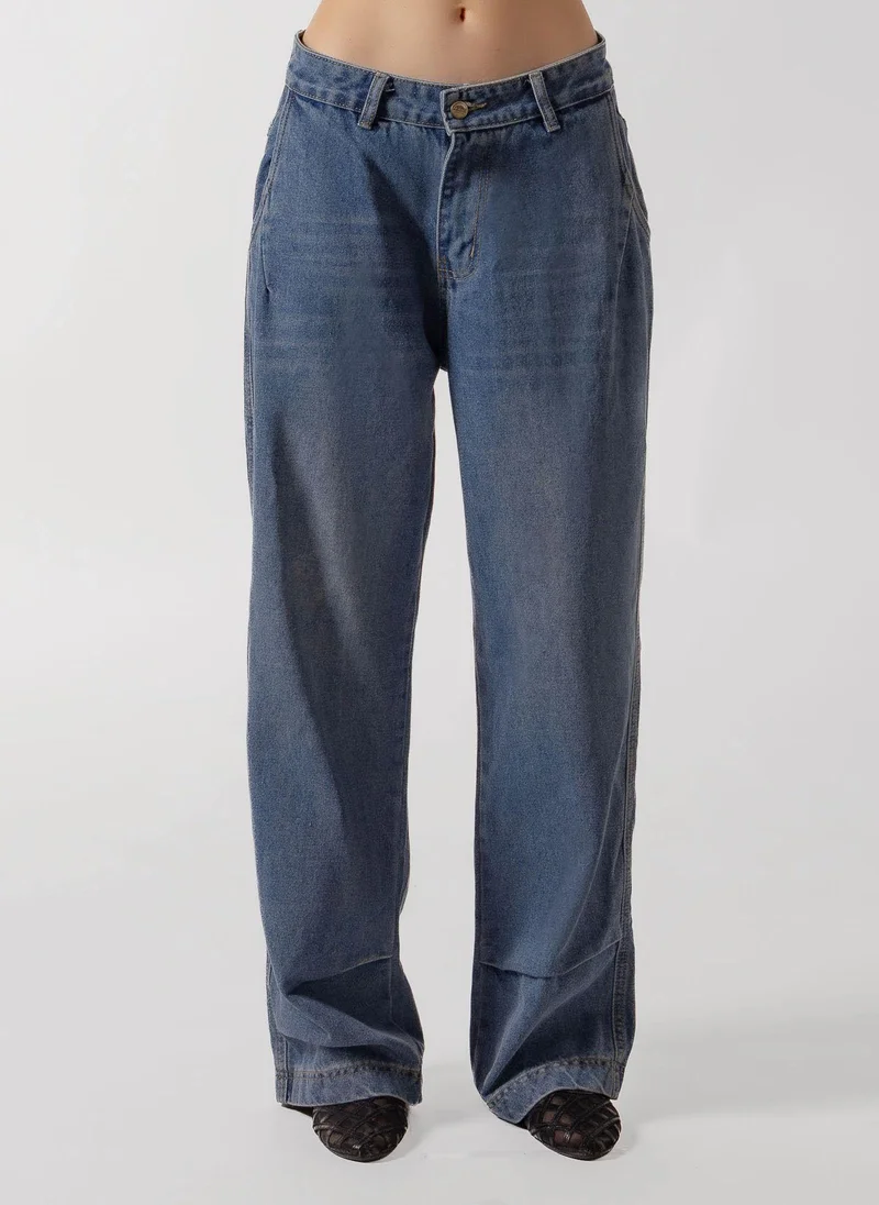 Shapes BLUE WIDE LEG SEAM DENIM JEANS for Women | Best Price UAE