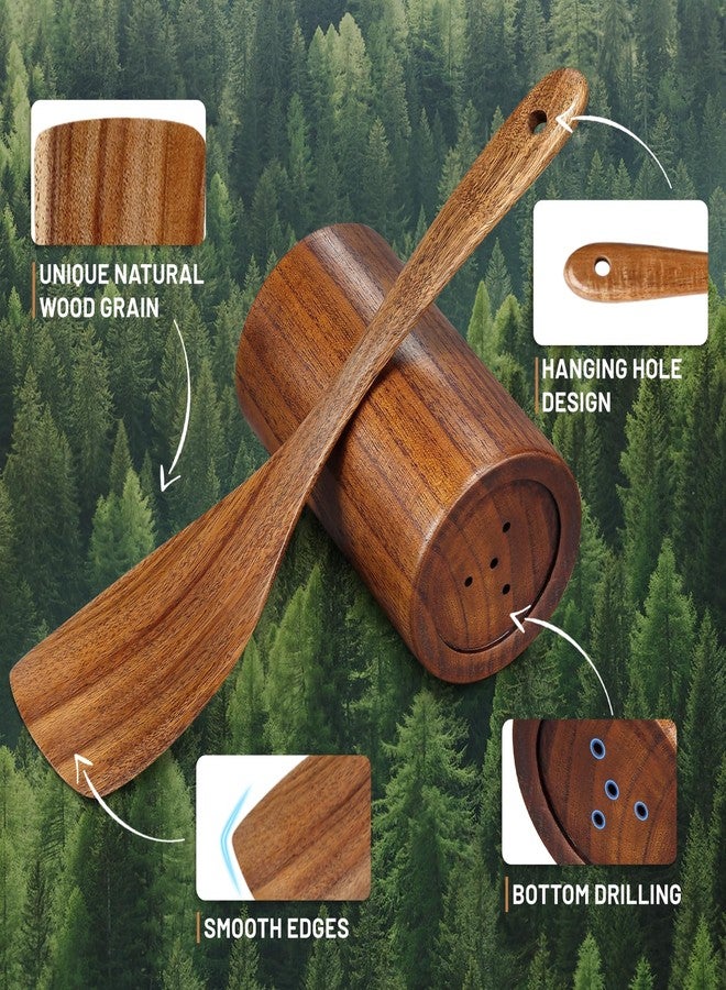Unokit Cooking Utensils Set for Kitchen - 8 Piece Nonstick Wooden Spoons for Cooking, Comfort Grip Kitchen Utensils Set, Teak Wooden Utensil Set with Holder and Spoon Rest - Image 4