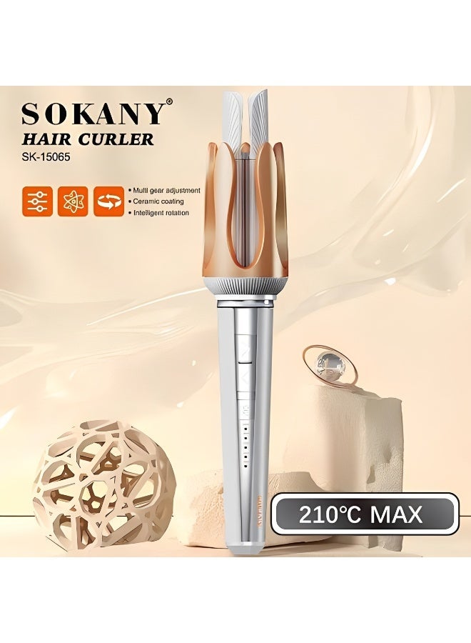 sokany SK-15065 Automatic Rotating Hair Curler – Professional Ceramic Curling Iron with 360° Rotating Barrel, Fast Heating Hair Styling Tool, Adjustable Temperature, Automatic Hair Curler for Long Lasting Curls, Waves and Salon Style Hair - Image 4