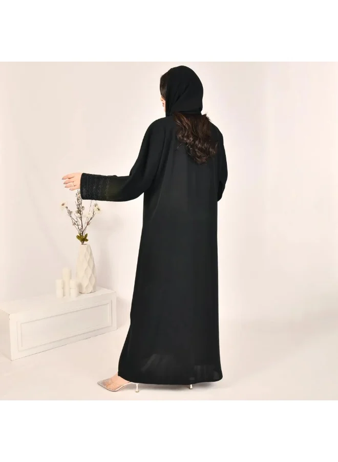 lamha abaya Elegant and practical wrap abaya with delicate embroidery on the sleeves