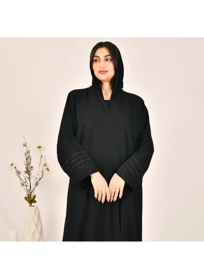 عبايات لمحة عباية لف راقية وعملية بتطريز ناعم على الاكمام