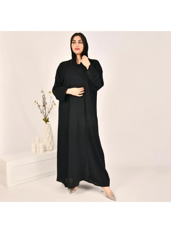 lamha abaya Elegant and practical wrap abaya with delicate embroidery on the sleeves