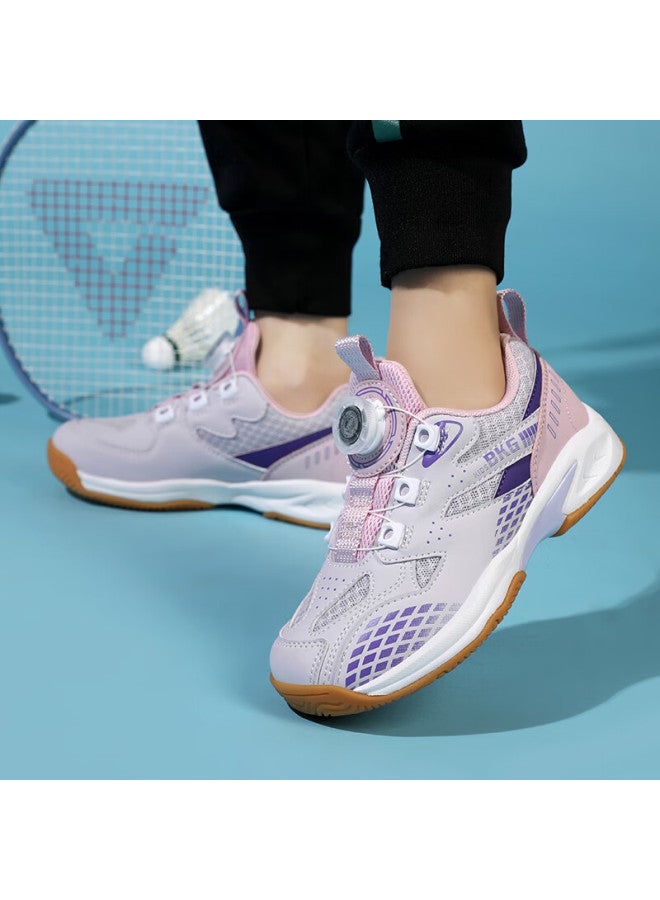 Bkg Kids Badminton Shoes Non-slip Sports Students Wear-resistant Rotary Button Shoes Zyx25508 Pink Size 36 - Image 5