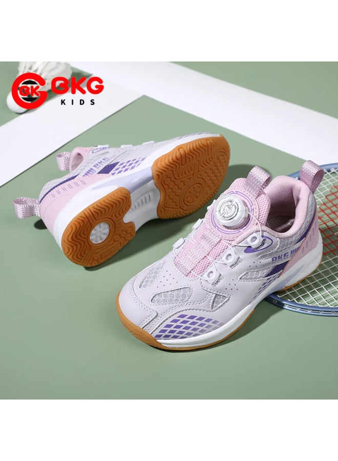 Bkg Kids Badminton Shoes Non-slip Sports Students Wear-resistant Rotary Button Shoes Zyx25508 Pink Size 36 - Image 1