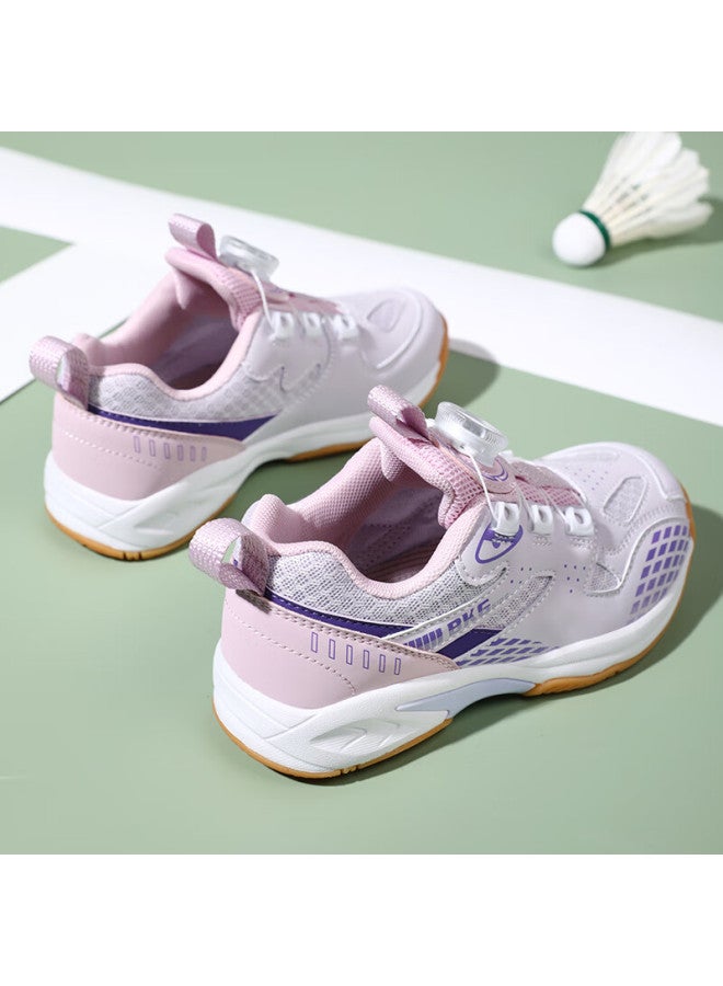 Bkg Kids Badminton Shoes Non-slip Sports Students Wear-resistant Rotary Button Shoes Zyx25508 Pink Size 36 - Image 3