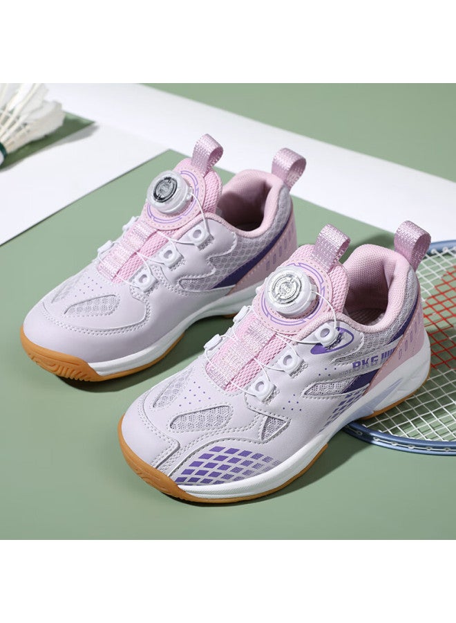 Bkg Kids Badminton Shoes Non-slip Sports Students Wear-resistant Rotary Button Shoes Zyx25508 Pink Size 36 - Image 2